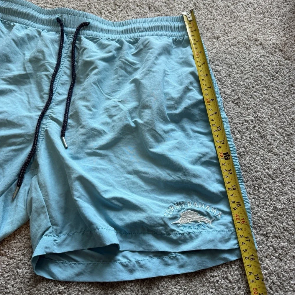 Tommy Bahama Men's XL Blue Trunks Swim Shorts Marlin Logo‎ Mesh Lined Elastic